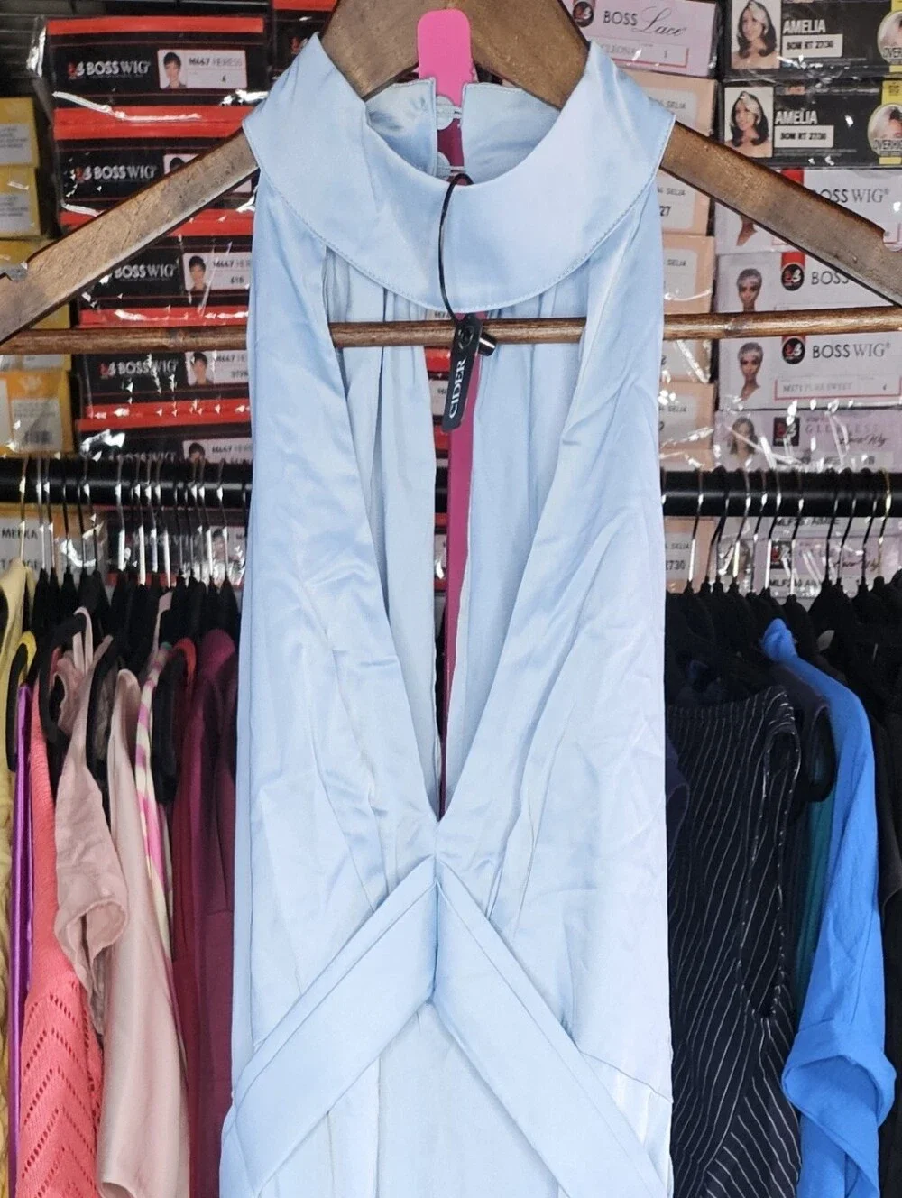 NWT Cider Blue V-Neck Halter Maxi Dress Size M